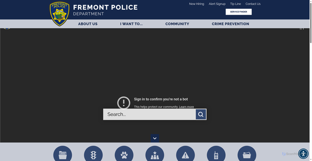 Security scan screenshot of https://www.fremontpolice.gov/