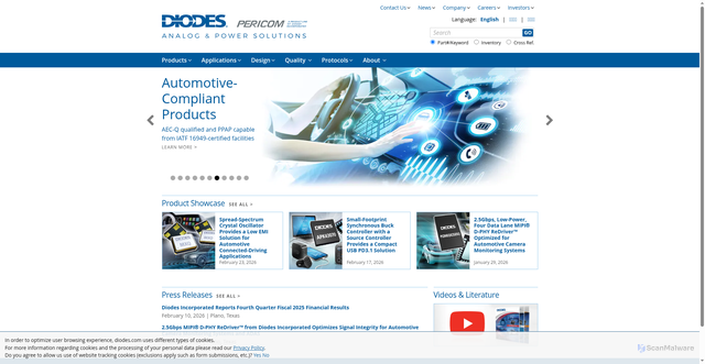 Security scan screenshot of https://www.diodes.com