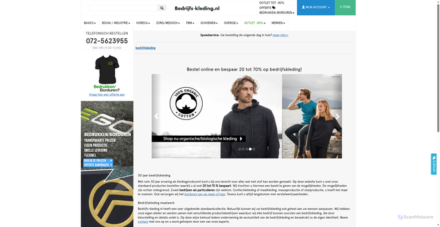 Security scan screenshot of https://www.bedrijfs-kleding.nl