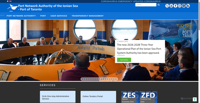 Security scan screenshot of https://www.port.taranto.it
