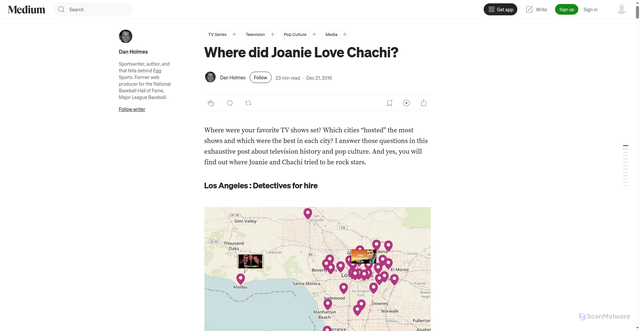 Security scan screenshot of https://thedanholmes.medium.com/where-did-joanie-love-chachi-cbbc61852c96