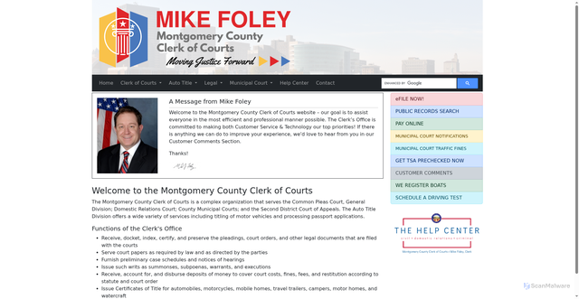 Security scan screenshot of https://montgomerycountyclerkoh.gov/