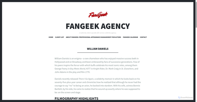 Security scan screenshot of https://www.fangeek.com/william-daniels/