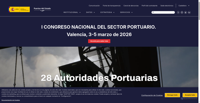 Security scan screenshot of https://www.puertos.es/