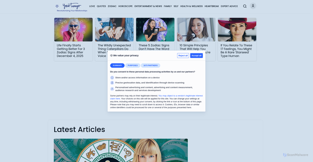Security scan screenshot of https://www.yourtango.com/