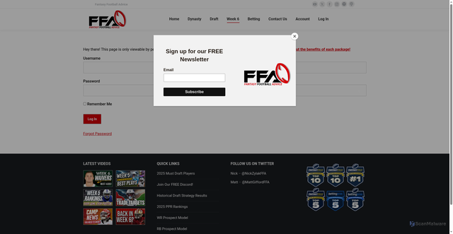 Security scan screenshot of https://www.thefantasyfootballadvice.com/in-season-content/weekly-kicker-rankings/