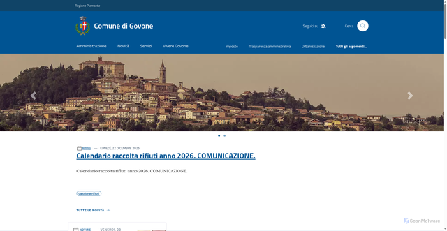Security scan screenshot of https://www.comune.govone.cn.it:443/home