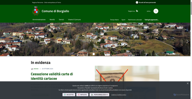 Security scan screenshot of https://www.comune.borgiallo.to.it/it-it/home