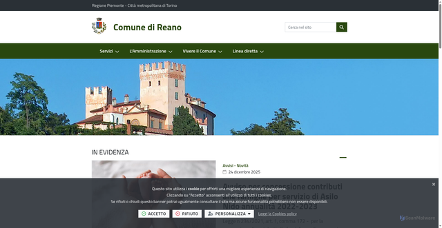 Security scan screenshot of https://www.comune.reano.to.it/it-it/home