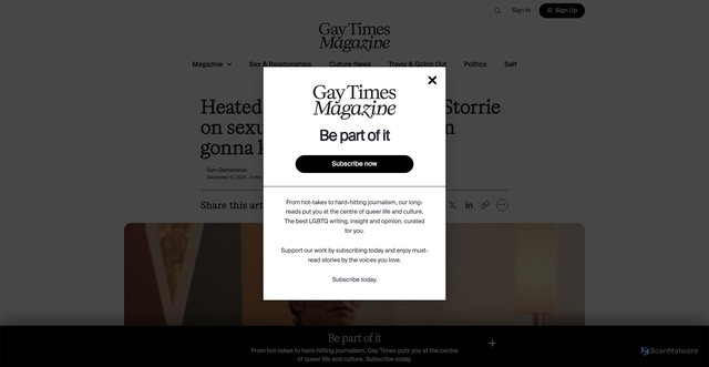 Security scan screenshot of https://www.gaytimes.com/heated-rivalry-star-connor-storrie-on-sexuality-speculation/
