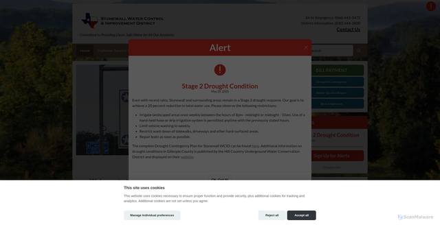 Security scan screenshot of https://stonewallwcidtx.gov/