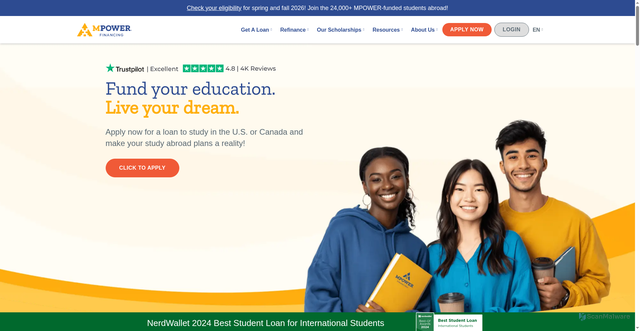 Security scan screenshot of https://www.mpowerfinancing.com/