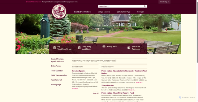 Security scan screenshot of https://villageofvoorheesville.gov/