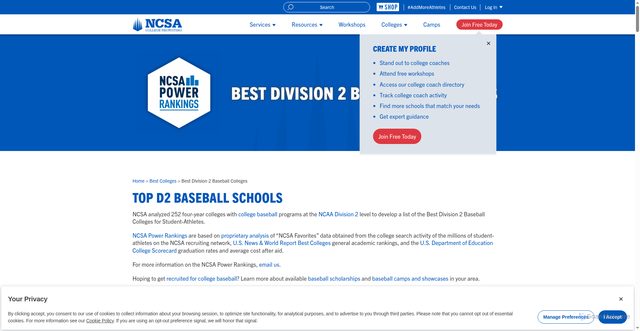 Security scan screenshot of https://www.ncsasports.org/best-colleges/best-division-2-baseball-colleges