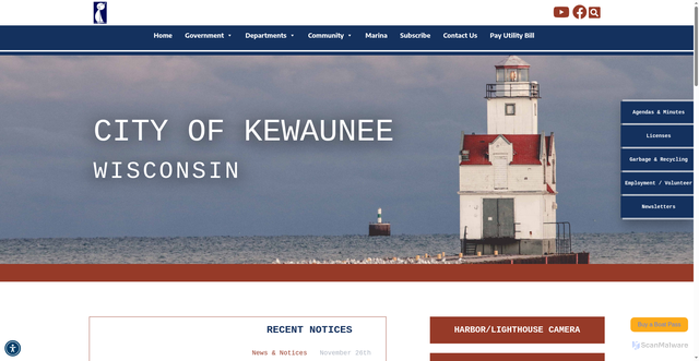 Security scan screenshot of https://cityofkewauneewi.gov/