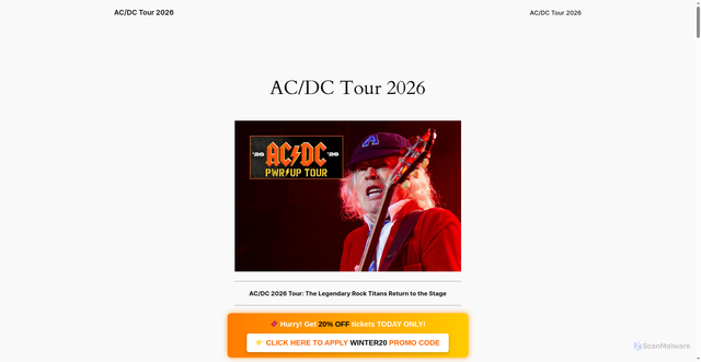 Security scan screenshot of https://acdctour2026.us/