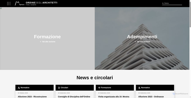 Security scan screenshot of https://architettiforlicesena.it/