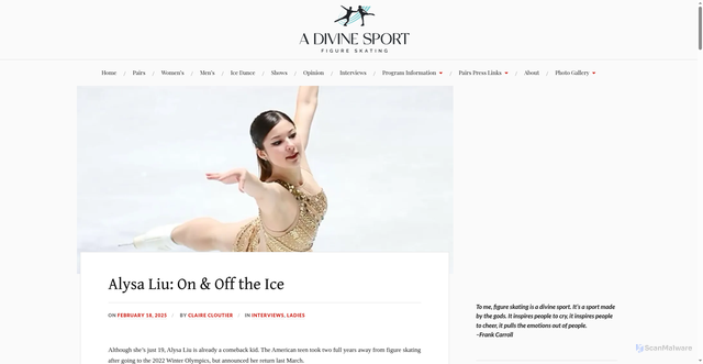 Security scan screenshot of https://adivinesport.com/2025/02/18/alysa-liu-on-off-the-ice/
