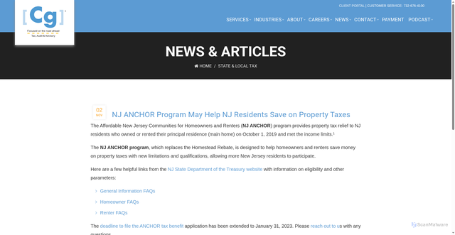 Security scan screenshot of https://www.cgteam.com/nj-anchor-program-may-help-nj-residents-save-on-property-taxes/