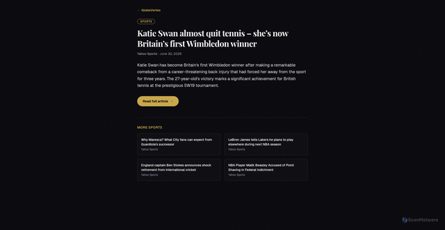 Security scan screenshot of https://globevortex.com/article/85fc9aed-35d6-4bb3-be9c-57a5929fa714