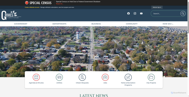 Security scan screenshot of https://www.grimesiowa.gov/