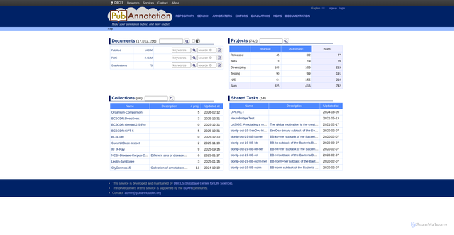 Security scan screenshot of https://pubannotation.org