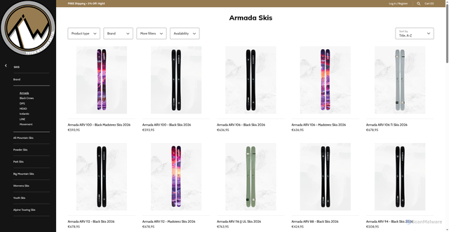 Security scan screenshot of https://tetonwasatch.com/collections/armada?srsltid=AfmBOoqeUp35qZfCuFWcAbWWw7KjTnbwokkjXUiktdSBPXv5F4iNaR0m