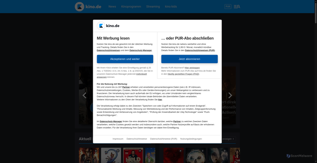 Security scan screenshot of https://www.kino.de