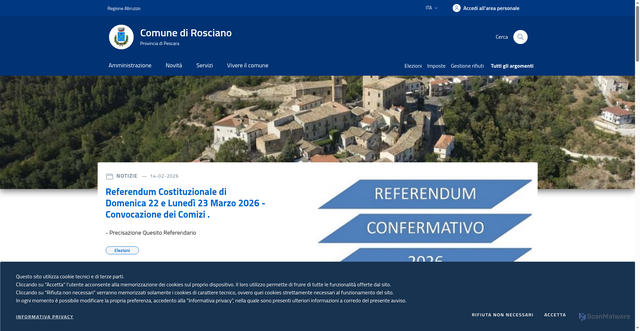 Security scan screenshot of https://www.comunedirosciano.it/
