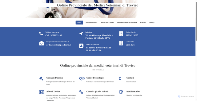 Security scan screenshot of https://www.ordineveterinaritreviso.it/