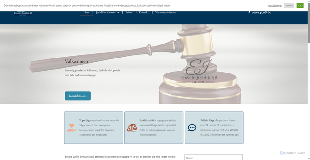 Security scan screenshot of https://emvaldjuridik.nu