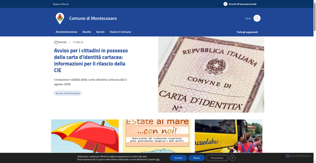 Security scan screenshot of https://www.comune.montecosaro.mc.it