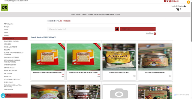 Security scan screenshot of https://dorshoponline.in/SUPERFOODS-28538