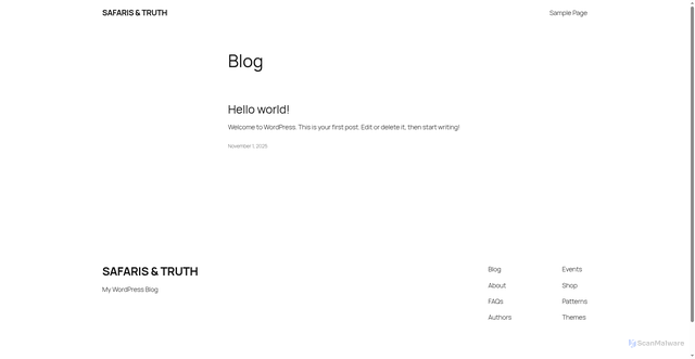 Security scan screenshot of https://safarisandtruth.com/