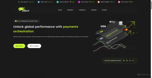 Security scan screenshot of https://payoutgate.io/