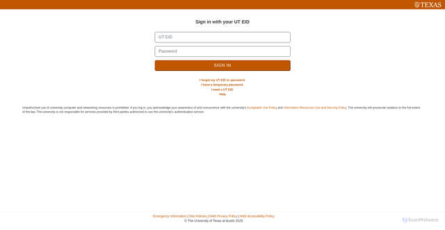 Security scan screenshot of https://utdirect.utexas.edu