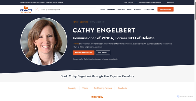 Security scan screenshot of https://thekeynotecurators.com/speaker/book-cathy-engelbert/