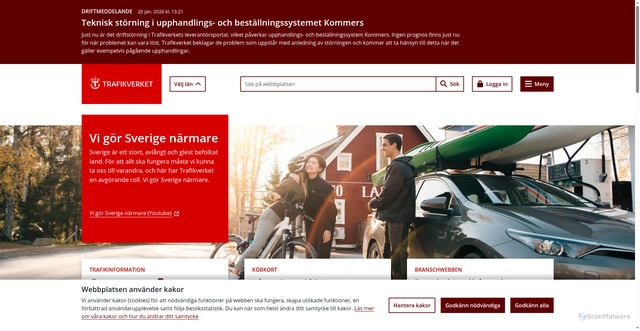 Security scan screenshot of https://www.trafikverket.se/
