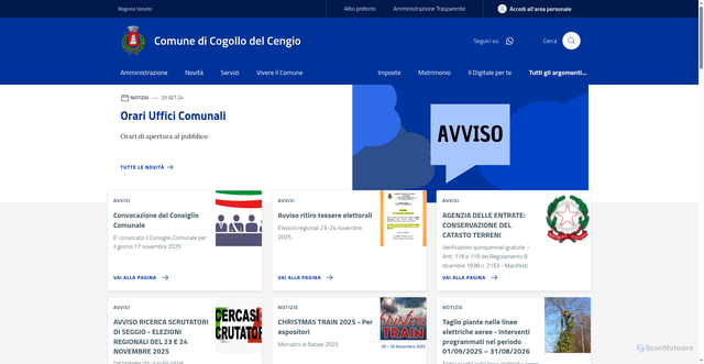 Security scan screenshot of https://www.comune.cogollodelcengio.vi.it/