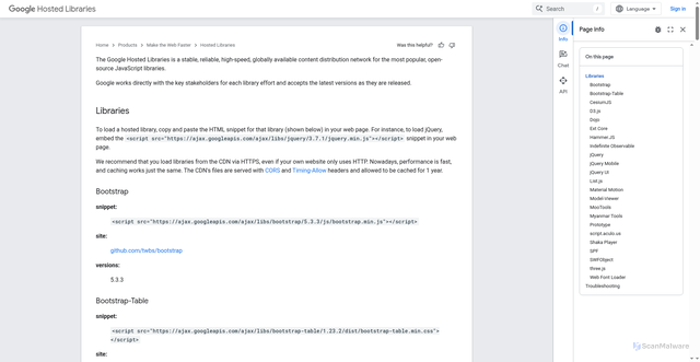Security scan screenshot of https://ajax.googleapis.com/
