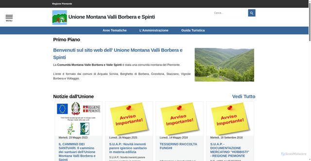 Security scan screenshot of https://www.unionevalliborberaespinti.it/