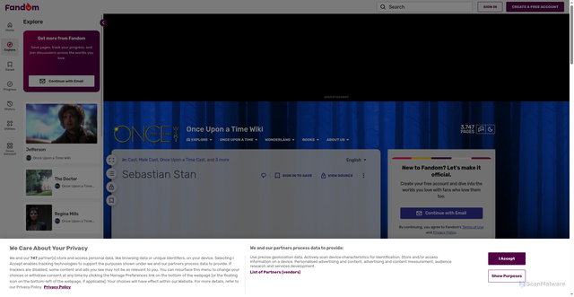 Security scan screenshot of https://onceuponatime.fandom.com/wiki/Sebastian_Stan