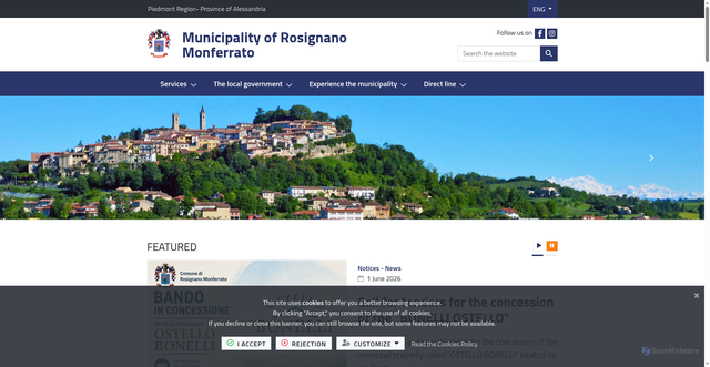 Security scan screenshot of https://www.comune.rosignanomonferrato.al.it