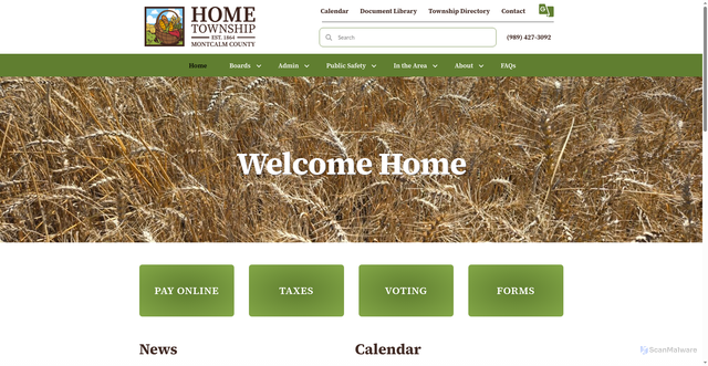 Security scan screenshot of https://www.hometownshipmontcalm.gov/