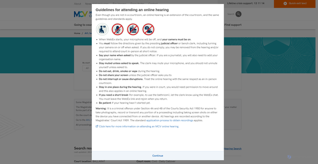 Security scan screenshot of https://www.mcv.vic.gov.au/going-court/avl
