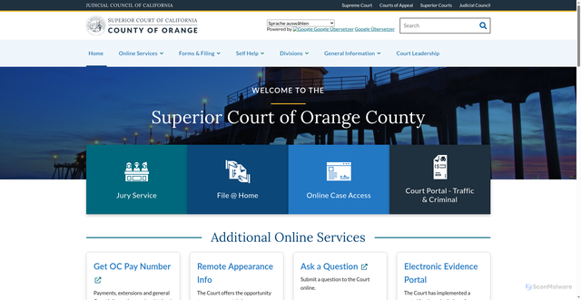 Security scan screenshot of https://www.occourts.org/