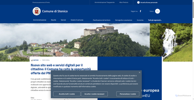 Security scan screenshot of https://www.comune.stenico.tn.it/