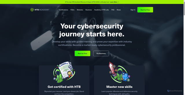 Security scan screenshot of https://academy.hackthebox.com