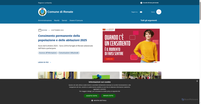 Security scan screenshot of https://www.comune.renate.mb.it/it