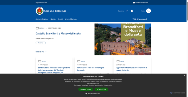 Security scan screenshot of https://www.comune.raccuja.me.it/it